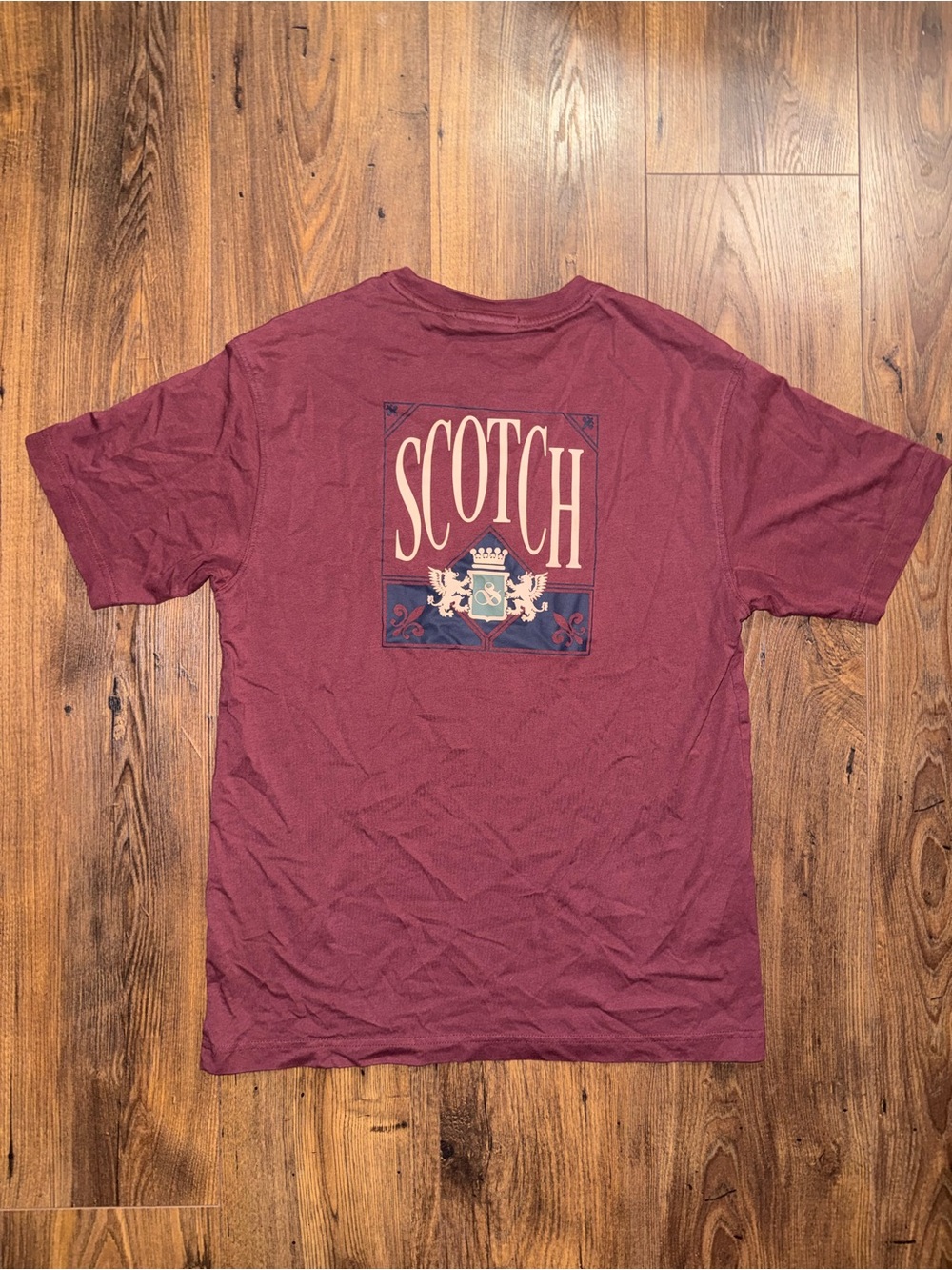 Scotch & Soda Amsterdam Graphic Logo T-Shirt Men’s Small Burgundy Short Sleeve - Picture 7 of 8
